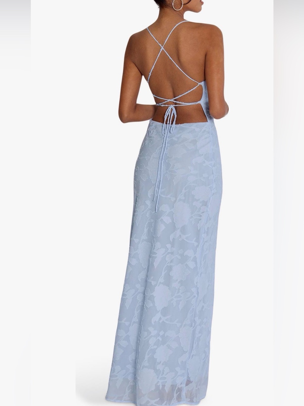 Princess Polly Light Blue Floral Burnout Slip Maxi Dress - Picture 2 of 5